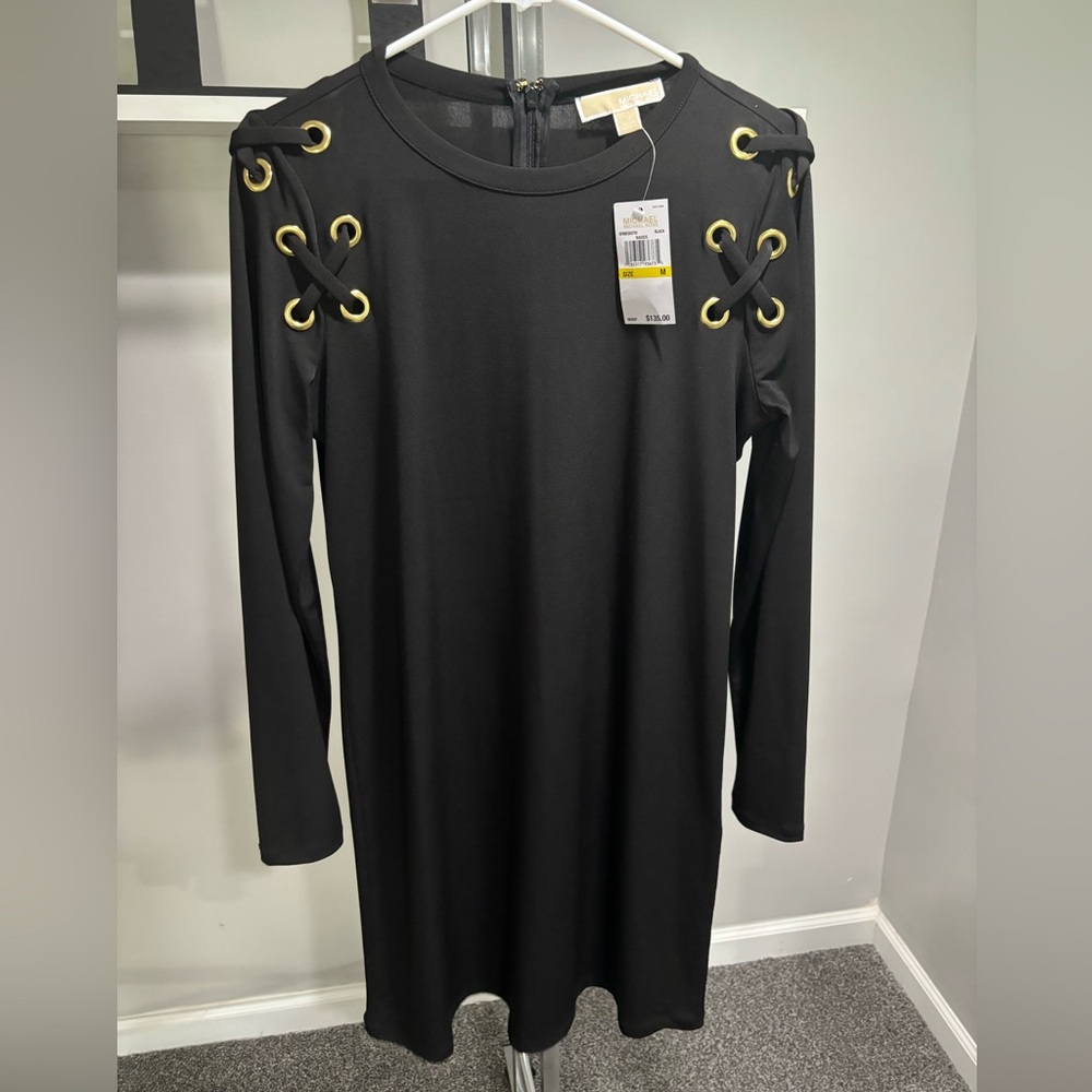 Michael Kors Black and Gold Accent Dress. Medium. NWT.